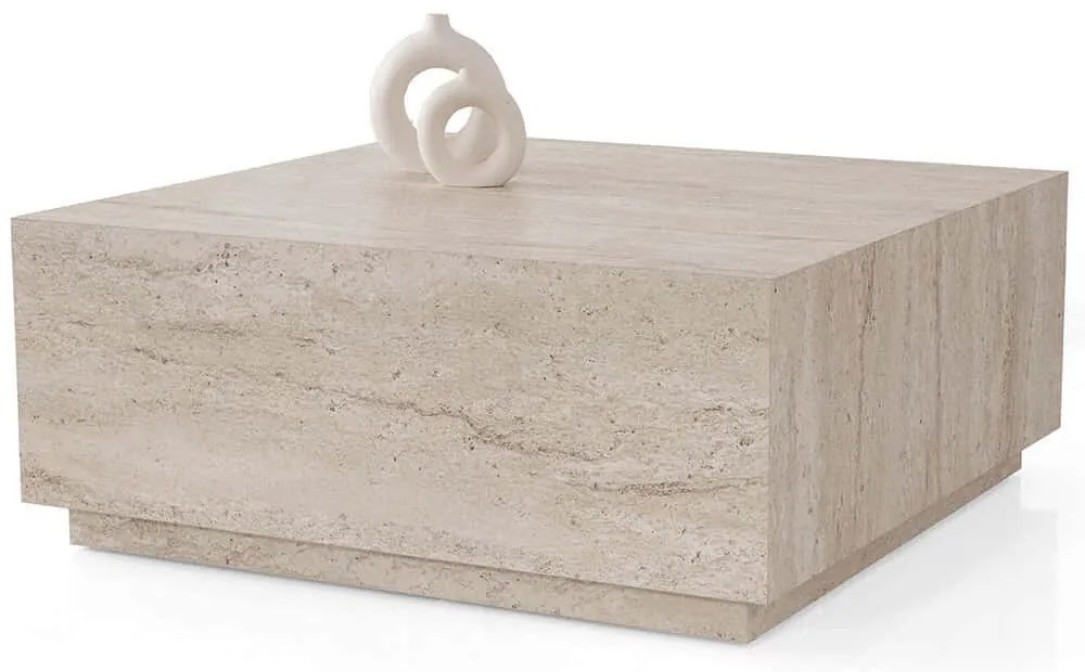 Τραπέζι Σαλονιού Lizbon 974NMB2229 90x90x35,5cm Travertine Beige