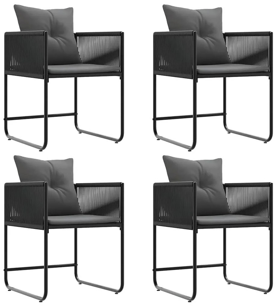 vidaXL Καρέκλες Κήπου 4 pcs Μαύρο και Ανθρακί 50.5 x 53.5 x 63.5 εκ.