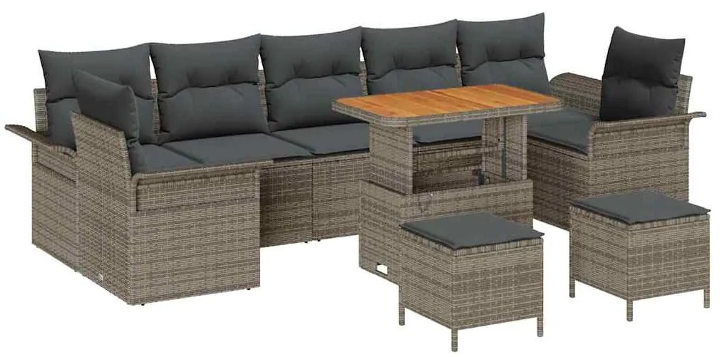 vidaXL Σετ Καναπέ Κήπου 10 pcs Γκρι συνθετικό ρατάν