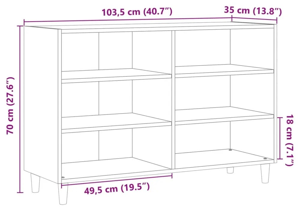 Ραφιέρα Όψη Παλαιού Ξύλου 103,5x35x70 εκ. Επεξεργασμένο Ξύλο - Καφέ