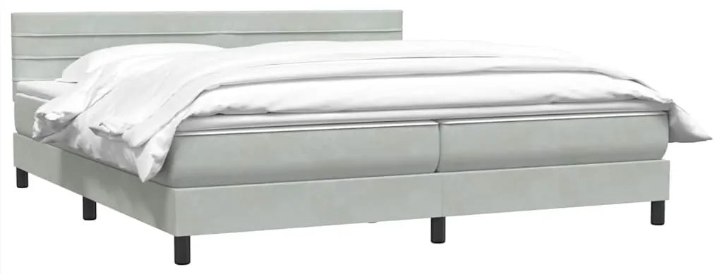 vidaXL Κρεβάτι Boxspring με Στρώμα Ανοιχτό Γκρι 180x210 εκ. Βελούδινο