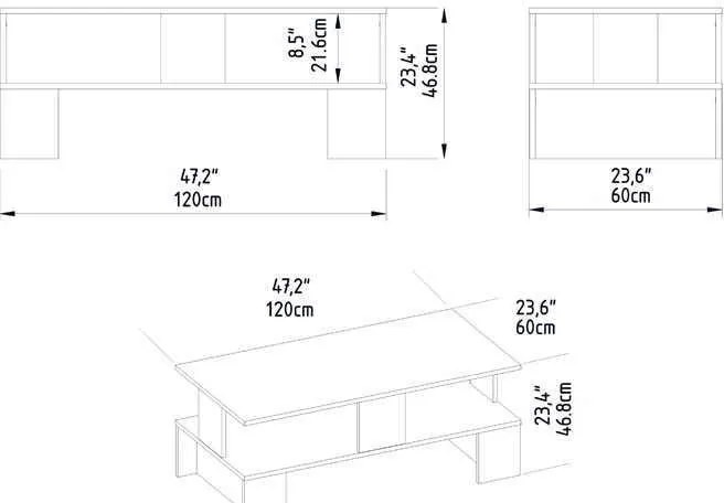 Τραπέζι σαλονιού Olly pakoworld λευκό 120x60x47εκ
