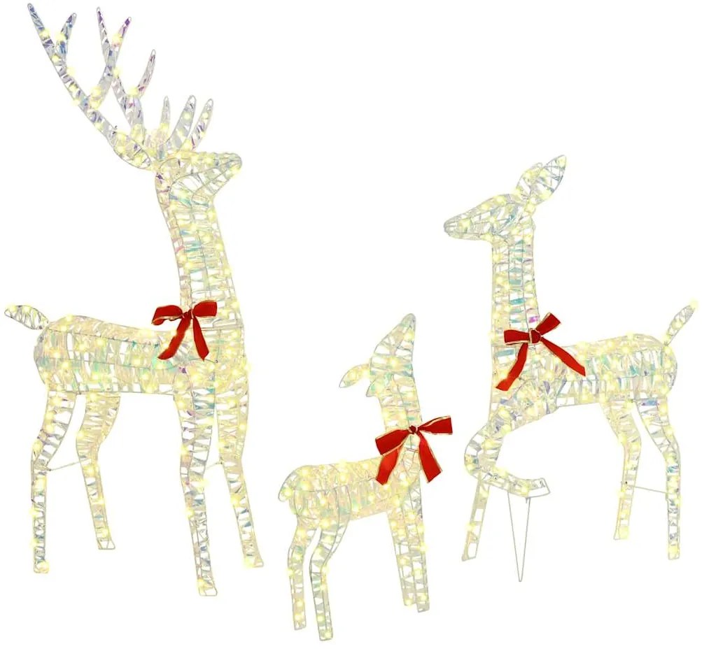 vidaXL Οικογένεια Ελαφιών 3 pcs Θερμό λευκό 67 x 26 x 127 εκ PET