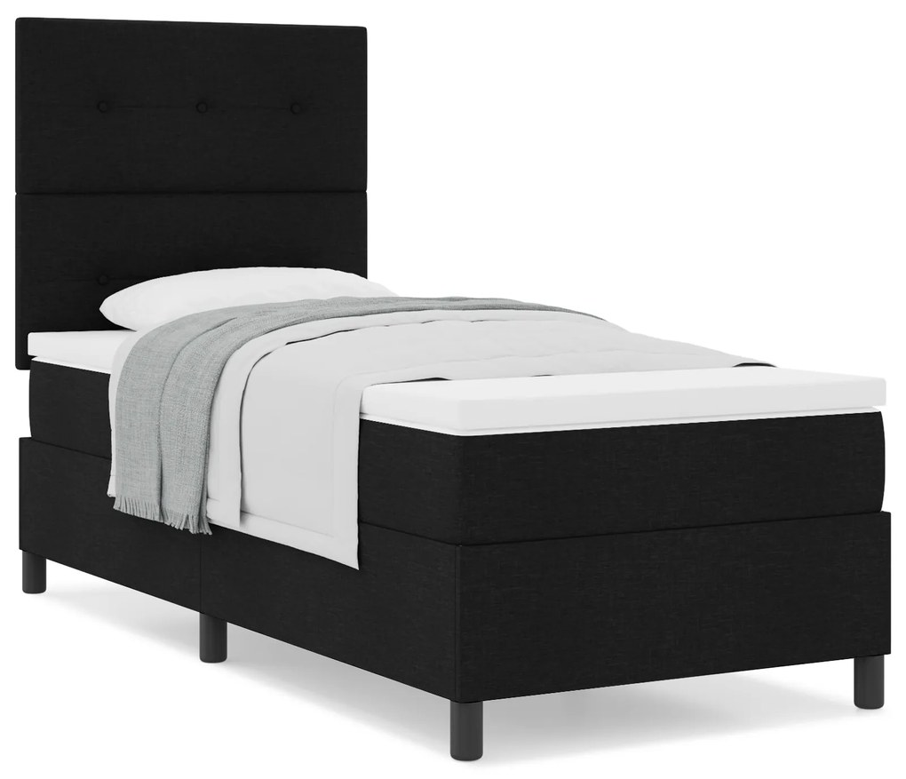vidaXL Μαύρο Κρεβάτι με Σπαστή Βάση 100x200 εκ Ύφασμα