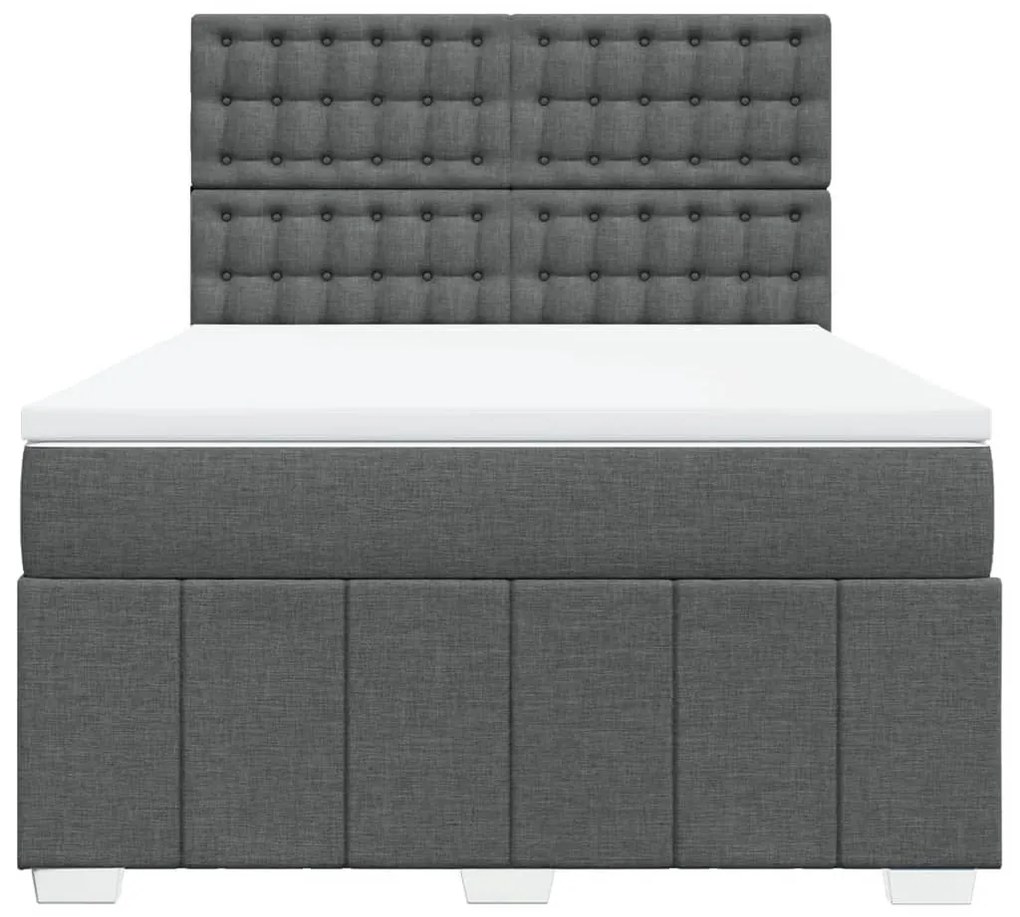 vidaXL Κρεβάτι Boxspring με Στρώμα Σκούρο Γκρι 140x190 εκ. Υφασμάτινο