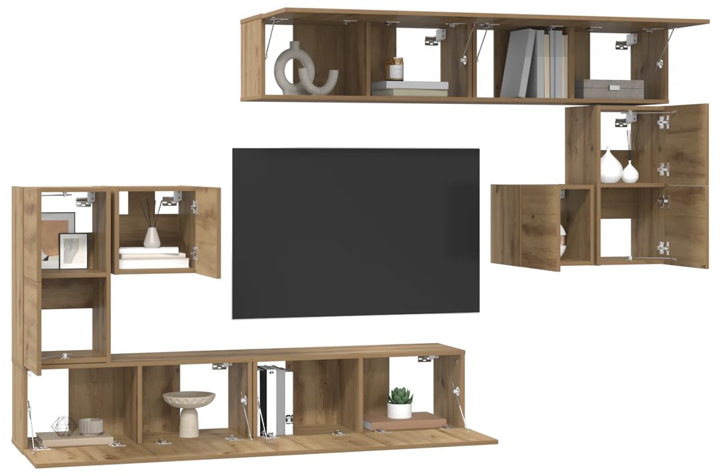 vidaXL Σετ επίπλου τηλεόρασης Επιτοίχιο 8 pcs artisan δρυς