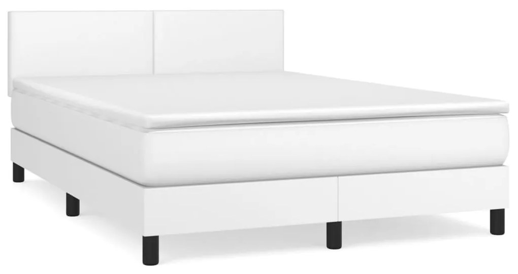 vidaXL Κρεβάτι Boxspring με Στρώμα Λευκό 140x200εκ.από Συνθετικό Δέρμα