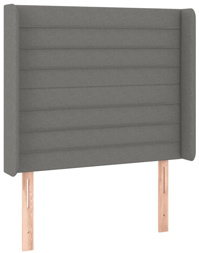 vidaXL Κρεβάτι Boxspring με Στρώμα &amp; LED Σκ.Γκρι 90x200 εκ. Υφασμάτινο