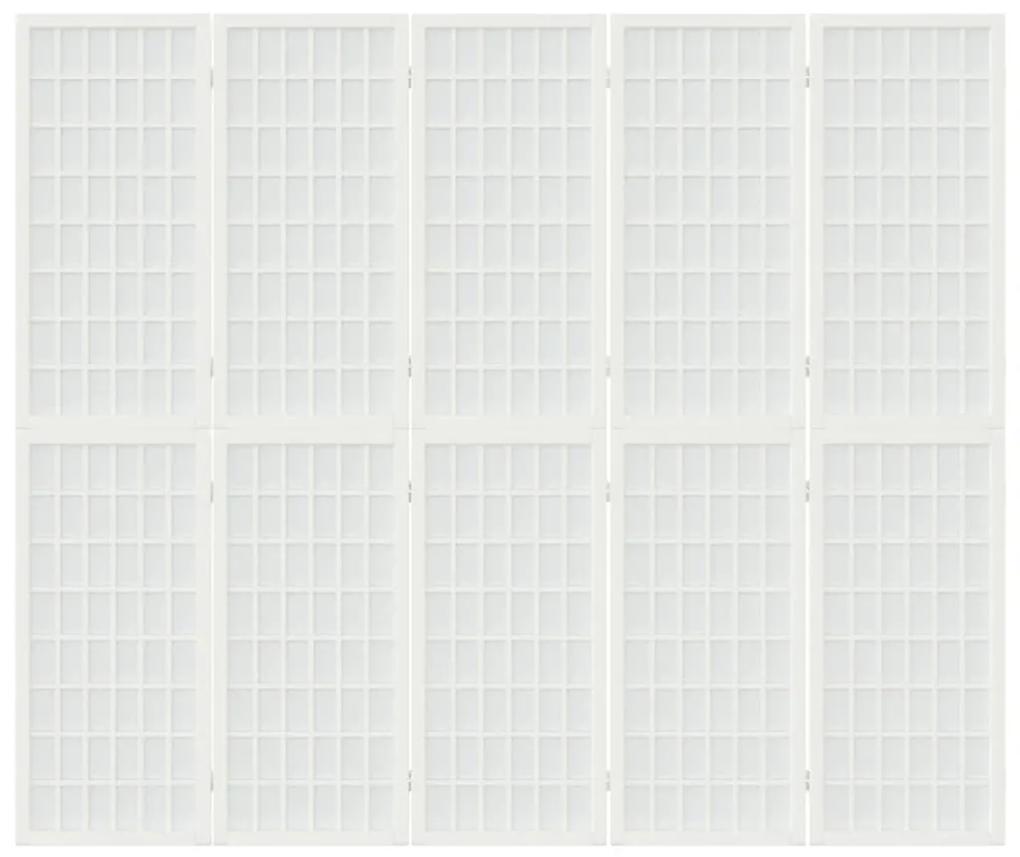 Παραβάν Ιαπωνικού Στιλ με 5 Πάνελ Πτυσσόμενο Λευκό 200x170 εκ. - Λευκό