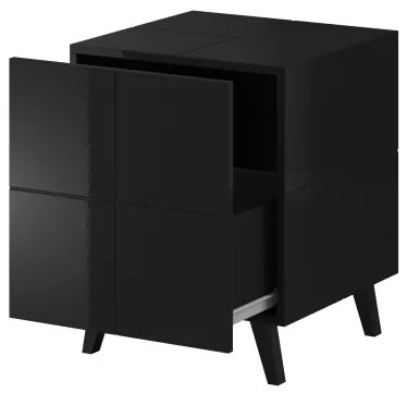 bedside cabinet REJA (set of 2) black gloss/black gloss DIOMMI CAMA-REJA-SZAFKA-NOCNA-CZ/CZ