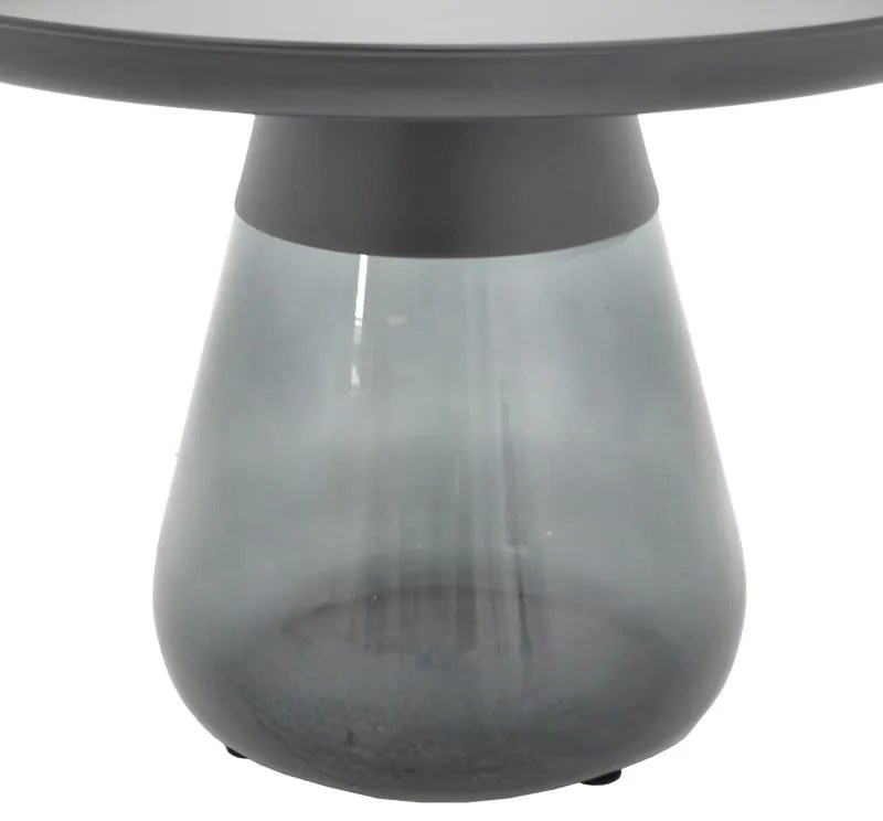 Βοηθητικό τραπέζι Lafo Inart μαύρο μέταλλο-μαύρο γυαλί Φ60x42εκ 60x60x42 εκ.