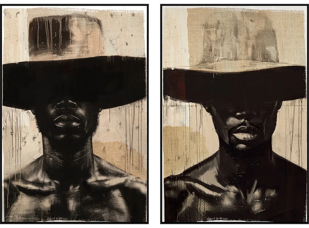 Καμβάς Home ESPRIT Καφέ Μαύρο Αποικιακό (x2)