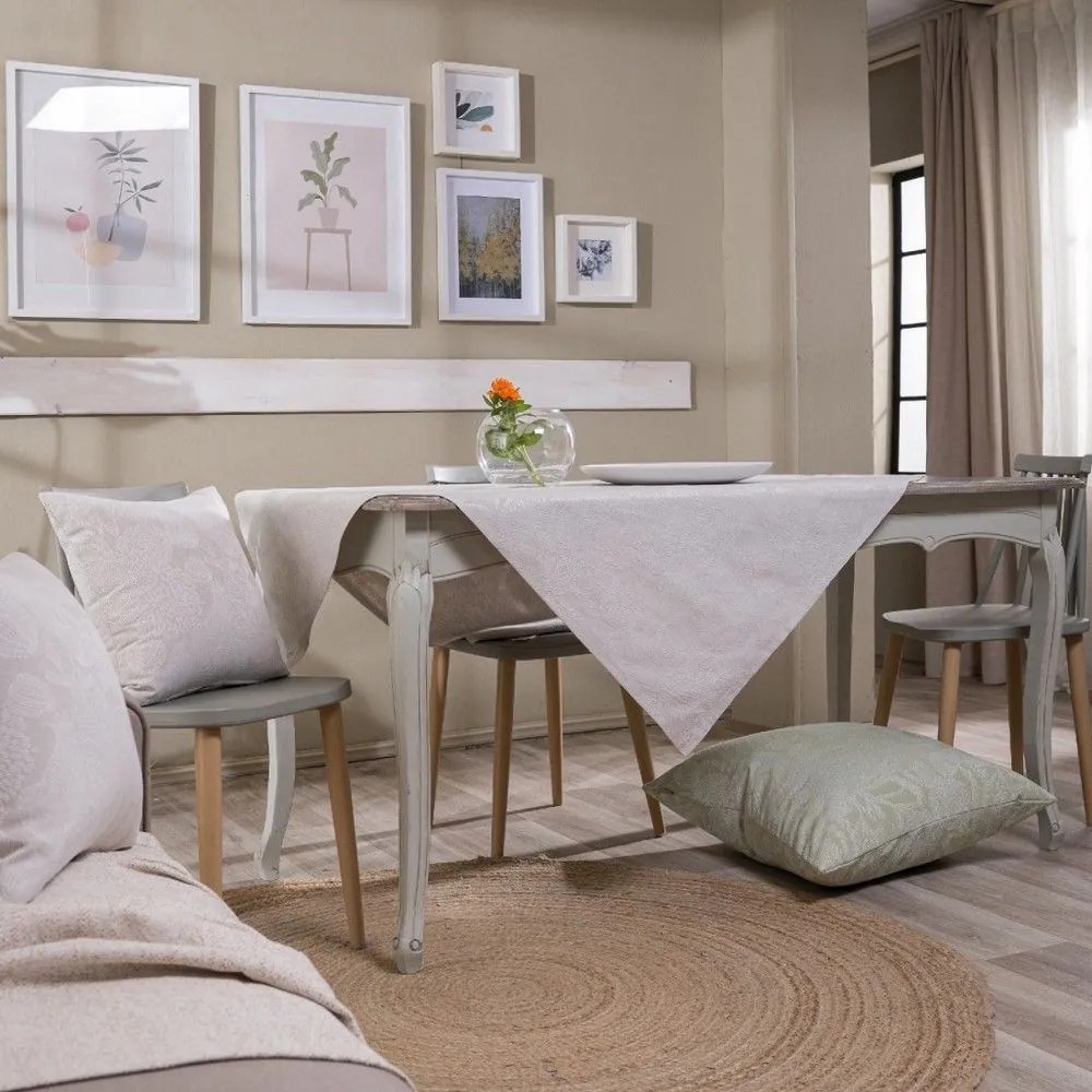 Καρέ Oviedo 01 Ecru Teoran 90X90cm Βαμβάκι-Πολυέστερ