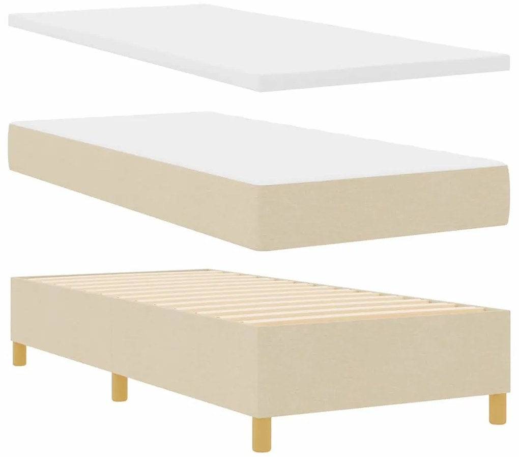 vidaXL Κρεβάτι με ελατήρια με στρώμα Κρεμ 90 x 190 cm ύφασμα