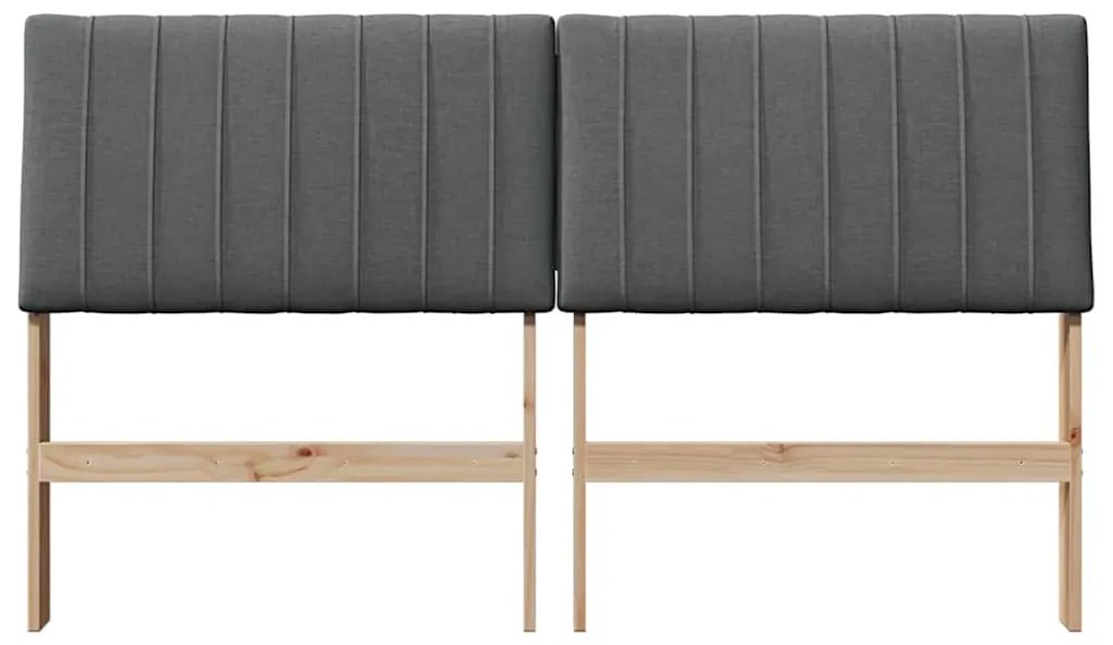 vidaXL Ταπετσαρισμένο κεφαλάρι Σκούρο Γκρι 160 cm Στερεά ξυλεία πεύκου