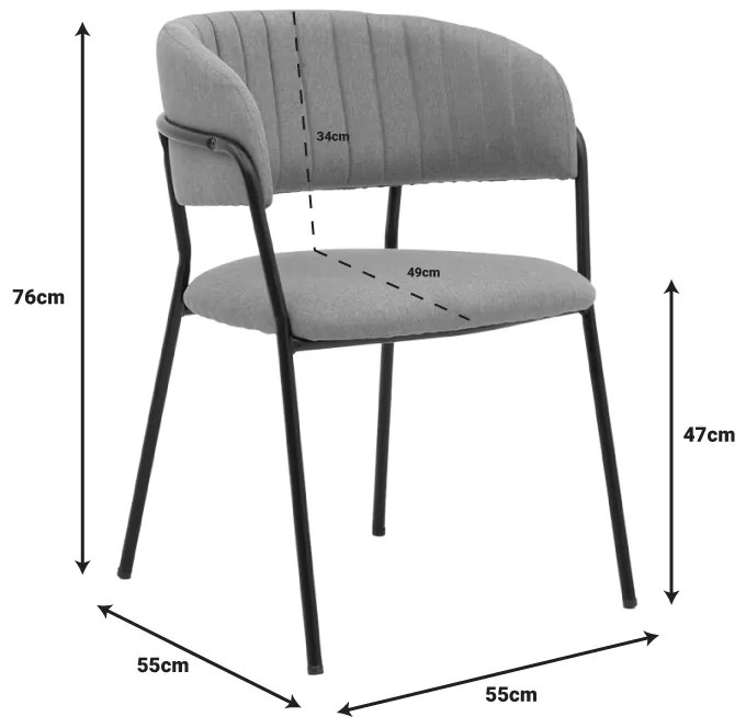 Καρέκλα Morel pakoworld μπεζ ύφασμα-πόδι μαύρο μέταλλο 55x55x76εκ