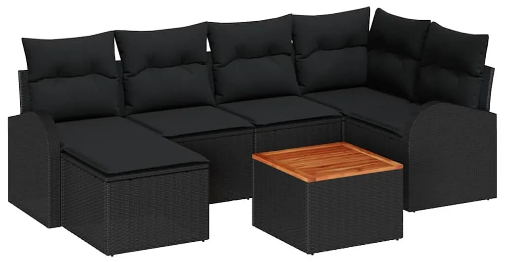 vidaXL Σετ Καναπέ Κήπου 7 pcs Μαύρο Πολυ ράταν