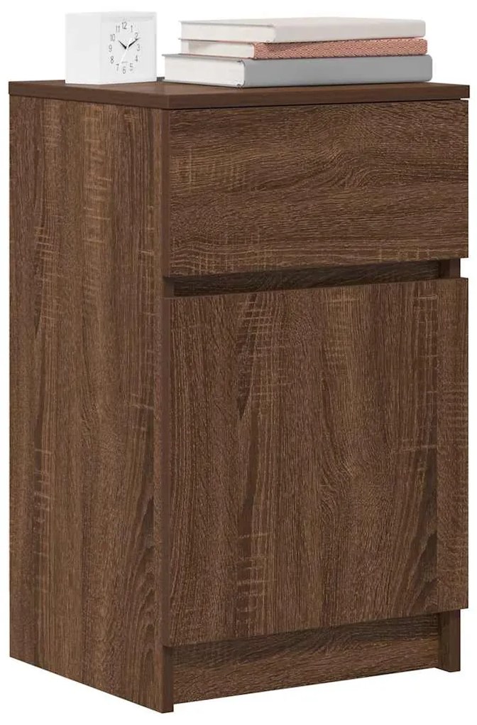 Κομοδίνα 2 τεμ. Καφέ Δρυς 39x35x65 εκ. Επεξεργασμένο Ξύλο - καφέ δρυς