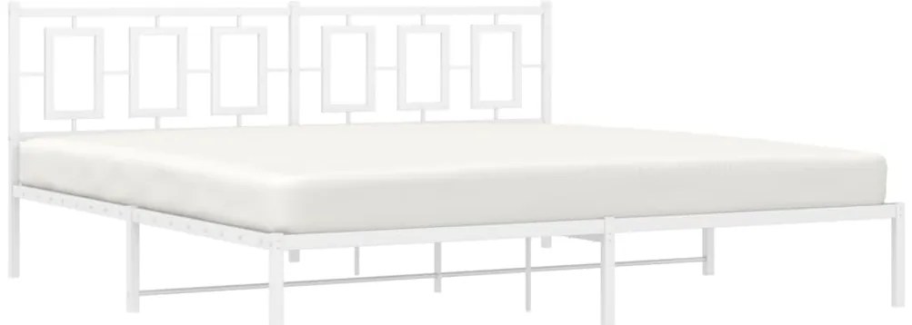 vidaXL Πλαίσιο Κρεβατιού με Κεφαλάρι Λευκό 193 x 203 εκ. Μεταλλικό