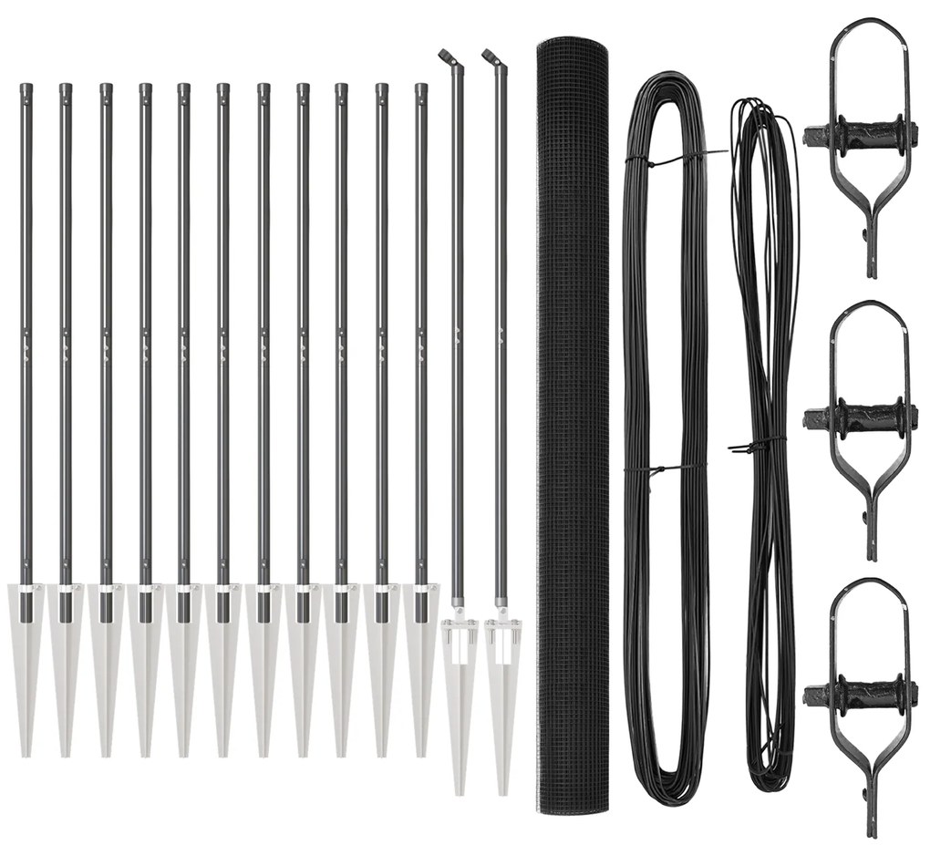 vidaXL Welded Wire Fence με 13 Σπαγγοφράκτες Γκρι 1.5x50 μ Ατσάλι