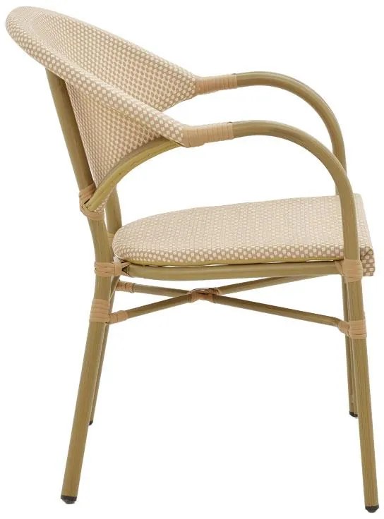 Καρέκλα - Πολυθρόνα Elyza φυσικό αλουμίνιο-μπεζ textilene 57x62x84 εκ. 57x62x83 εκ.