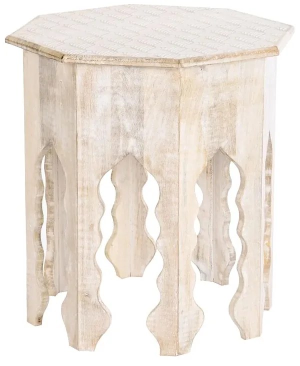Βοηθητικό Τραπέζι DKD Home Decor 49 x 49 x 53,5 cm Καφέ Λευκό Ξύλο από Μάνγκο