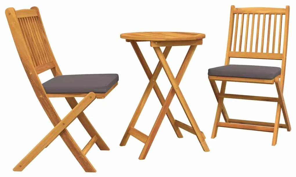 vidaXL Σετ Μπιστρό Κήπου 3 pcs Καφέ Μασίφ ξύλο ακακίας