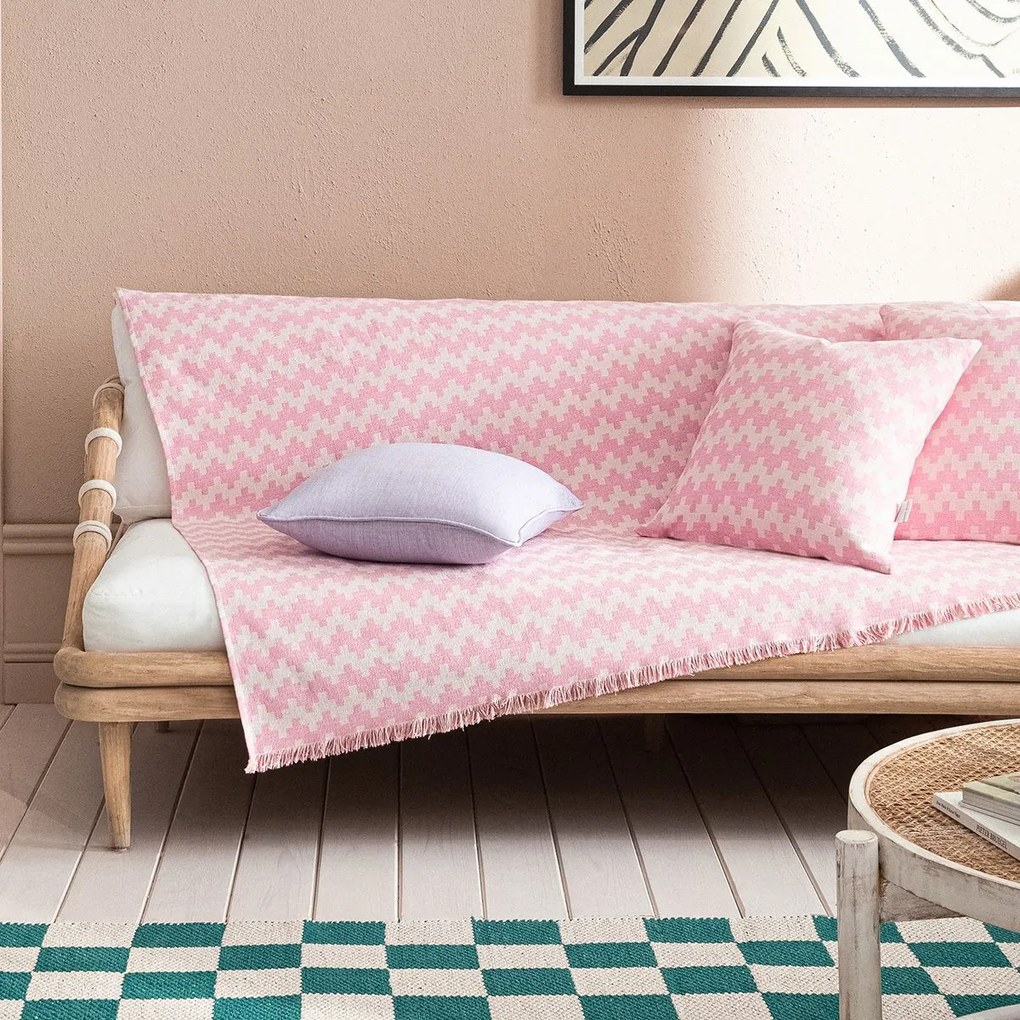 Ριχτάρι Summer Waves 466/ 23 Gum Pink Gofis Home Τριθέσιο 180x310cm Βαμβάκι-Πολυέστερ