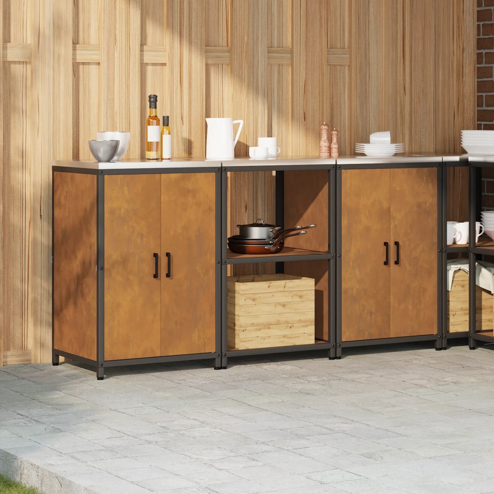 vidaXL Σετ Αποθήκευσης Κουζίνας 3 pcs Σκ rusty 180 x 50 x 92 εκ.