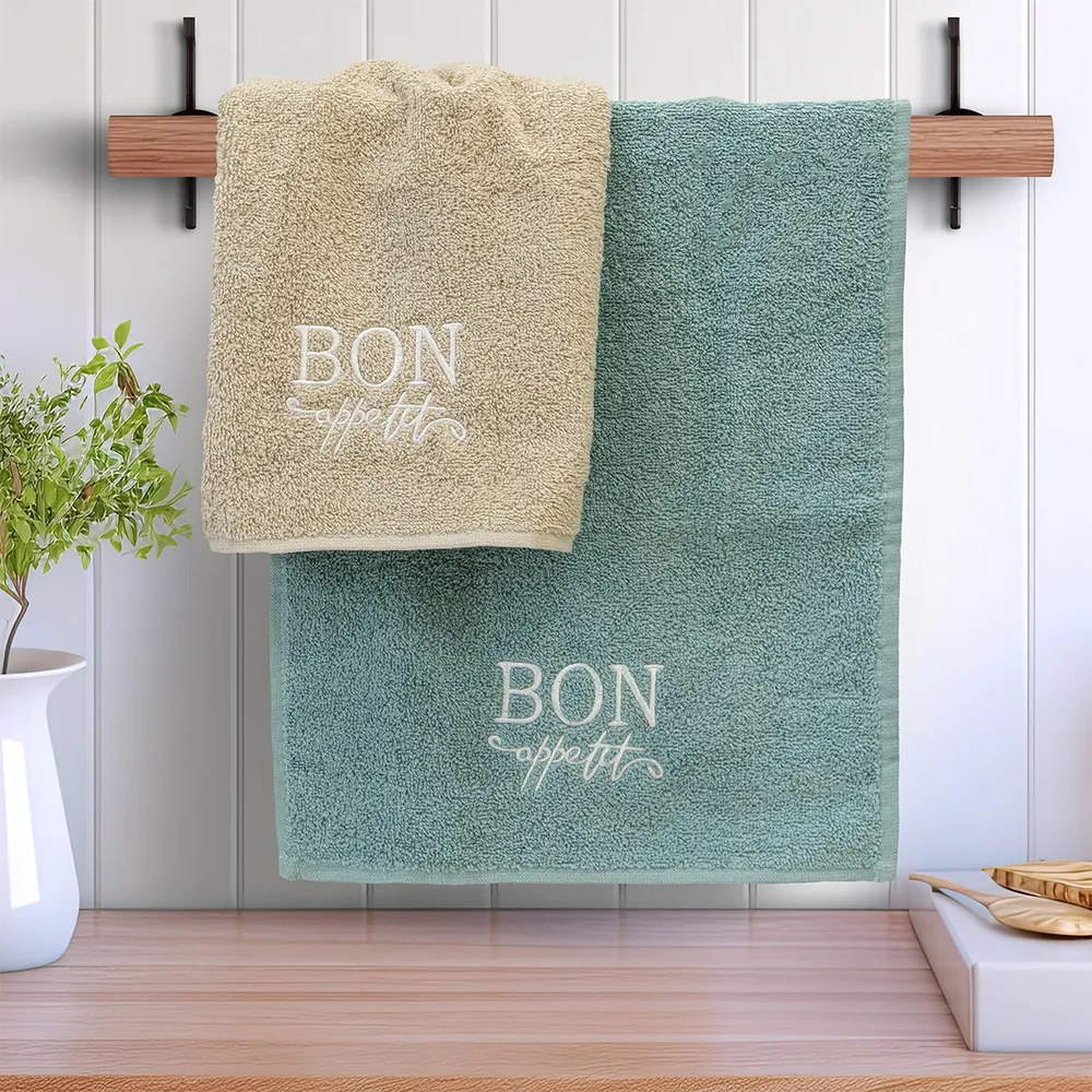 LINO ΣΕΤ ΠΕΤΣΕΤΕΣ BON APETTIT BEIGE-MINT 2ΤΜΧ