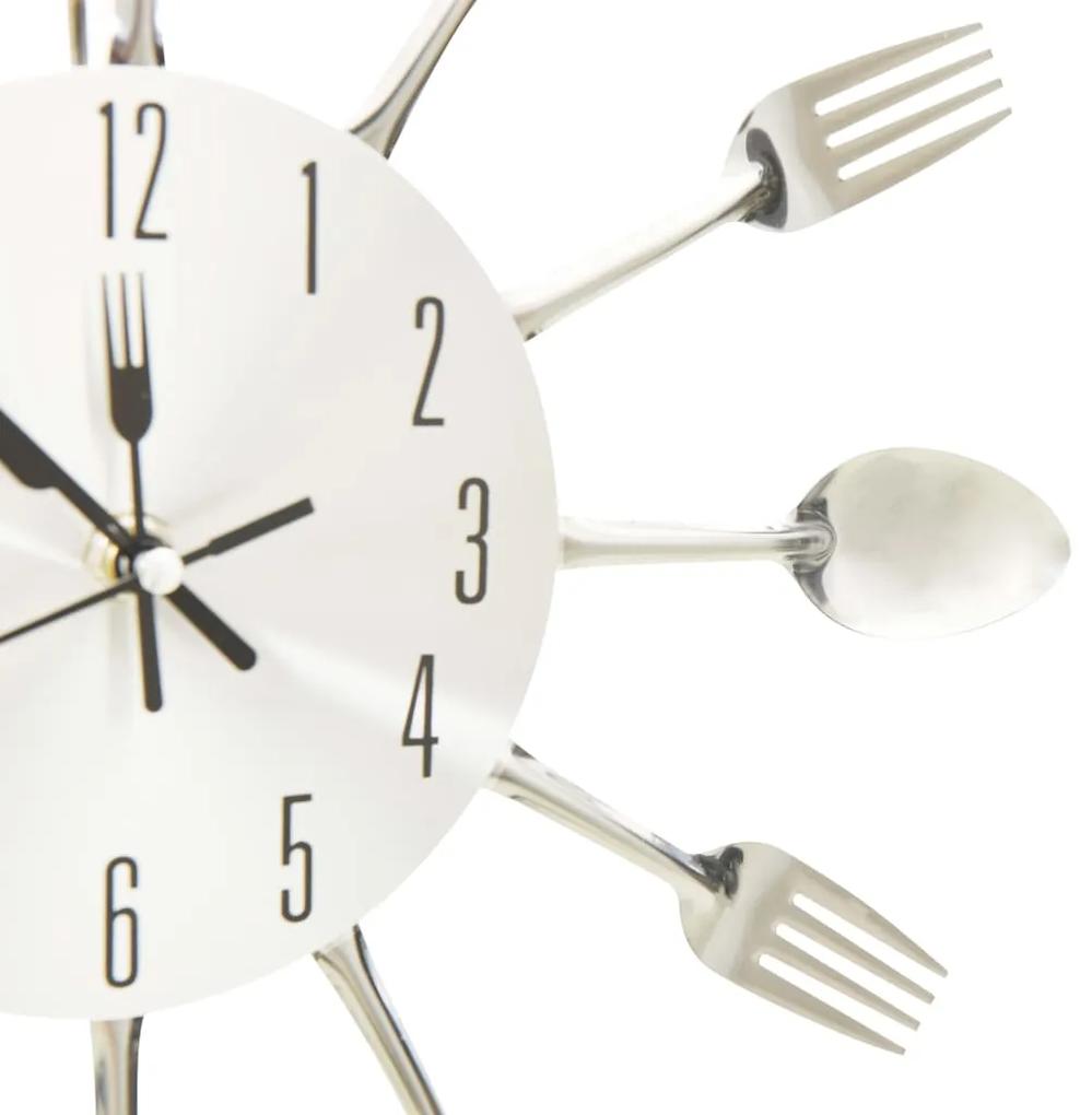 325162  WALL CLOCK WITH SPOON AND FORK DESIGN SILVER 31 CM ALUMINIUM 325162