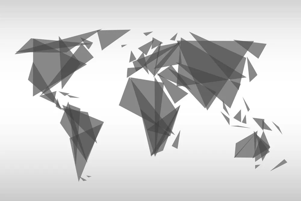 Εικόνα σε γεωμετρικό παγκόσμιο χάρτη από φελλό σε ασπρόμαυρο σχέδιο - 90x60