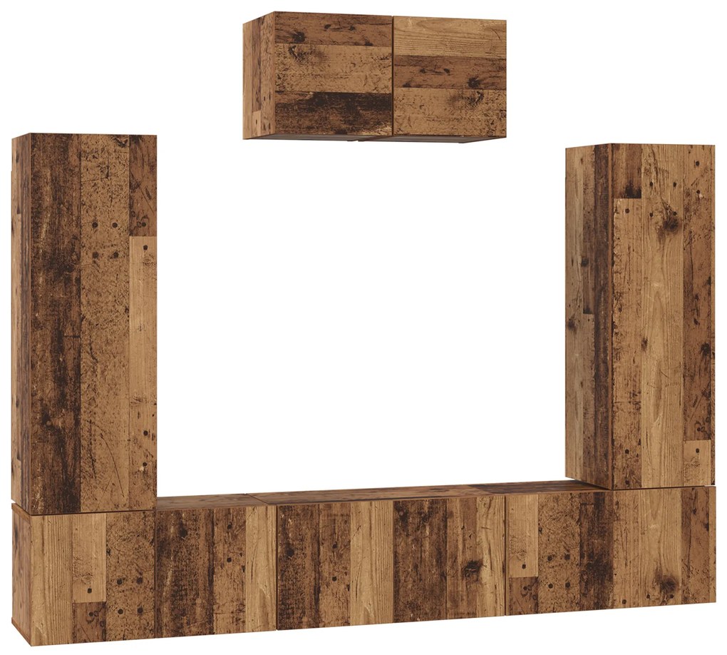 vidaXL Σετ επίπλου τηλεόρασης 7 pcs Παλιό ξύλο 180 x 30 x 120 εκ.