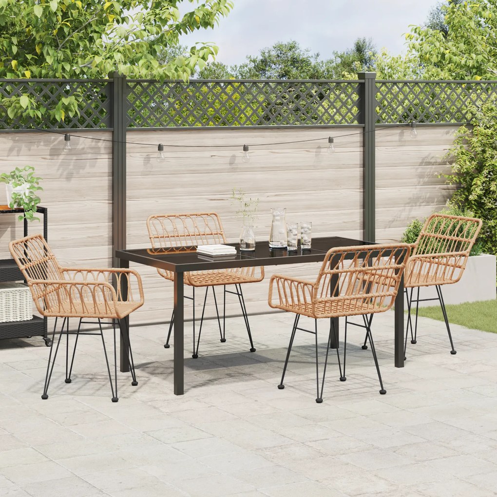 vidaXL Σετ 5 Τεμαχίων Καθιστικού Κήπου Brown Poly Rattan