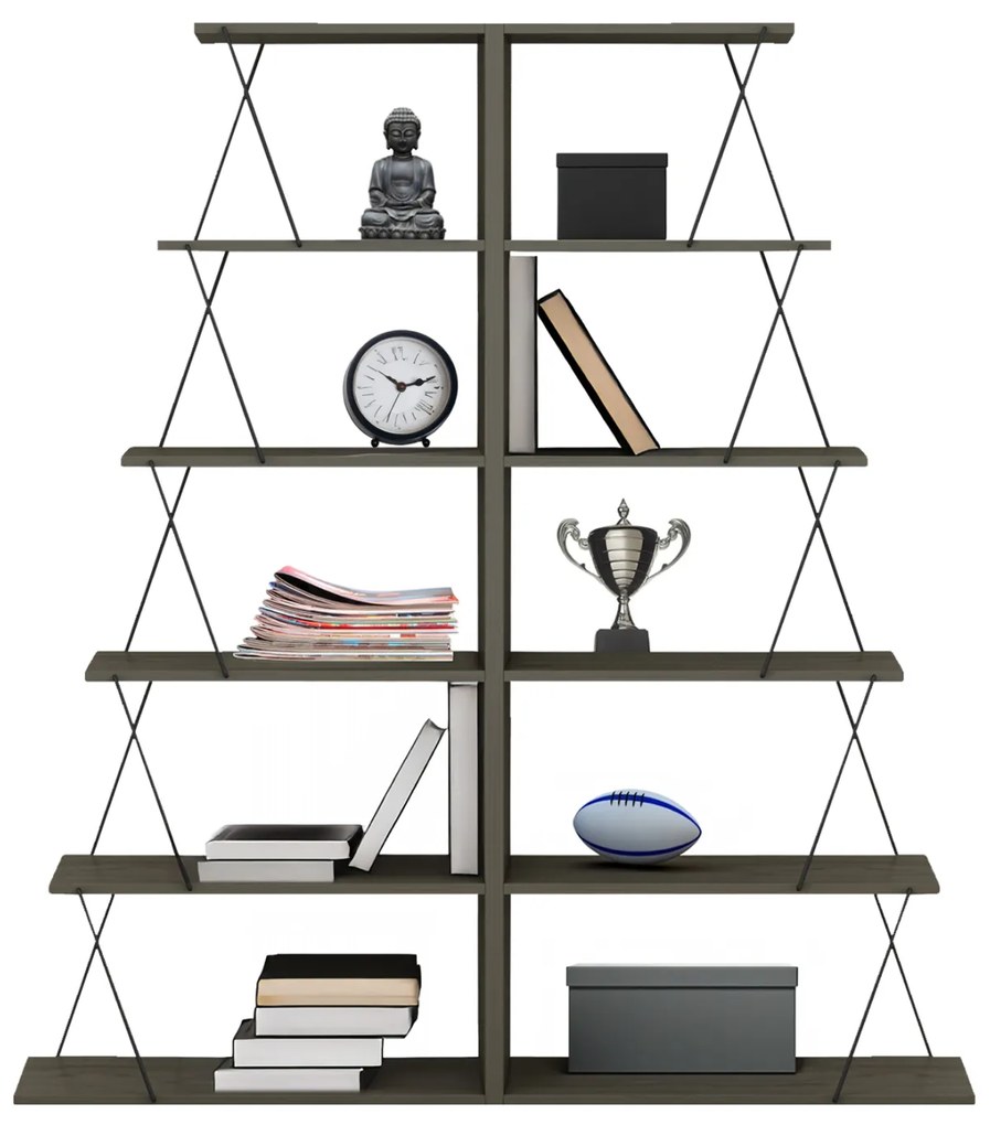ΣΕΤ ΒΙΒΛΙΟΘΗΚΕΣ 2ΤΜΧ MINI TARS HM11772.13 ΜΕΛΑΜΙΝΗ OLIVE GREY-ΜΑΥΡΕΣ ΒΕΡΓΕΣ 65x24x146Υεκ.(x2) (1 Τεμμάχια)