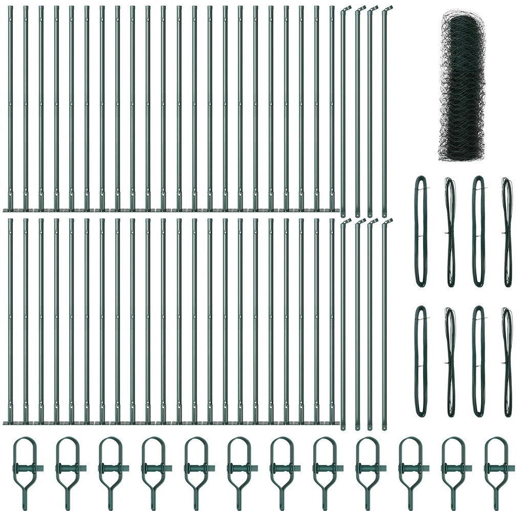vidaXL Hexagon Fence Πράσινος 0.4x100 μ Ατσάλι