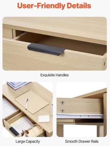 VEVOR Small Desk with Drawer Kids Desk for Bedroom Simple Study Table Light Wood