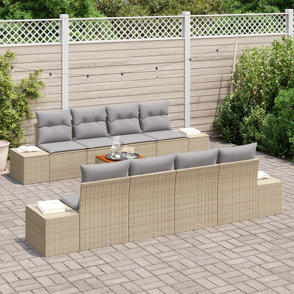 vidaXL Σετ Καναπέ Κήπου 7 pcs Beige, ανοιχτό γκρι 55 x 55 x 37 εκ