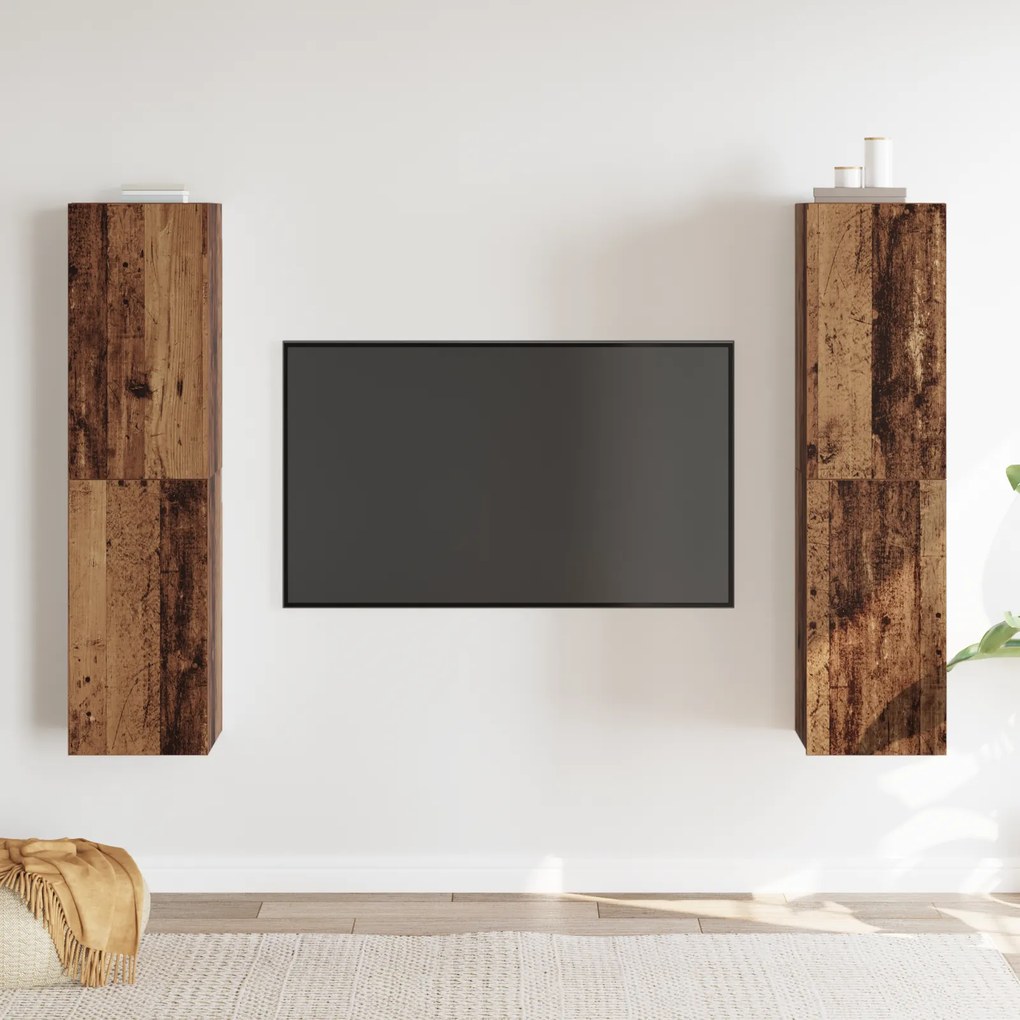 vidaXL Σετ επίπλου τηλεόρασης 4 pcs Παλαιό ξύλο 30.5 x 30 x 60 εκ.