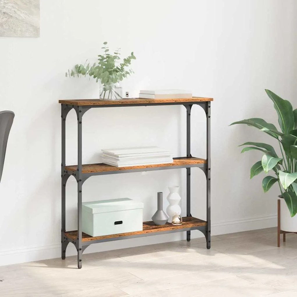 vidaXL Τραπέζι κονσόλας με ράφι Παλαιό ξύλο 75 x 22.5 x 75 εκ
