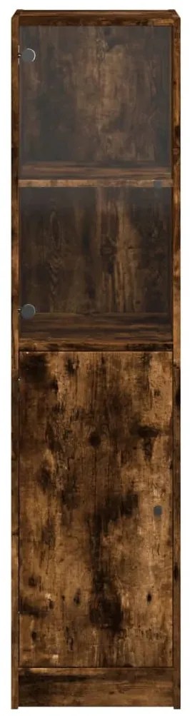 vidaXL Ντουλάπι Καπνιστή Δρυς 35x37x142 εκ. με Γυάλινη Πόρτα