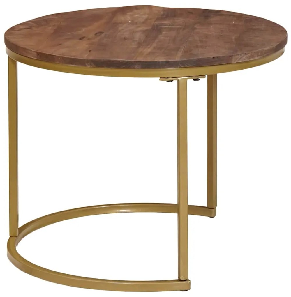 vidaXL Τραπεζάκια Καφέ Στερεών 2 pcs Μασίφ ξύλο μάνγκο και χάλυβας