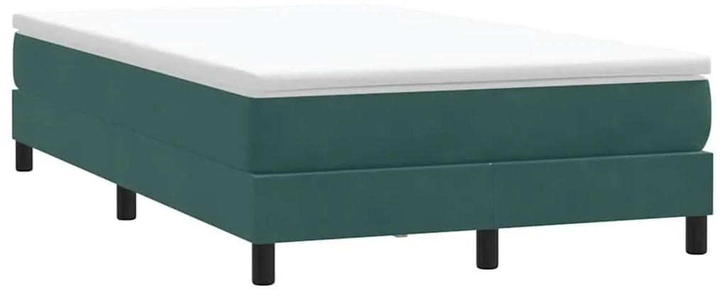 vidaXL Κρεβάτι Boxspring με Στρώμα Σκούρο Πράσινο 120x210εκ. Βελούδινο