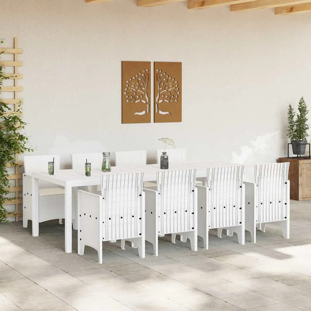 vidaXL Σέτ φαγητού για κήπο 9 pcs Ανοιχτό γκρι Rattan Polt
