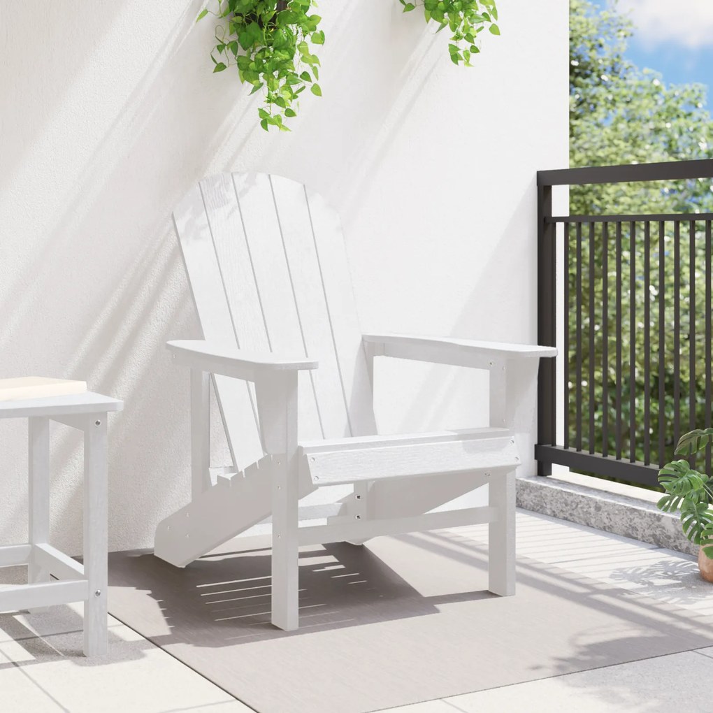 vidaXL Καρέκλα Adirondack Λευκή, διαστάσεις 74x82x91 εκ, από HDPE.