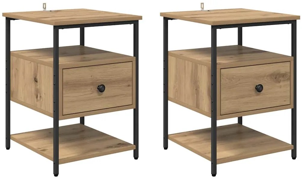 vidaXL Κομοδίνο 2 pcs Artisan Oak 40 x 42 x 56 εκ Επεξεργασμένο ξύλο