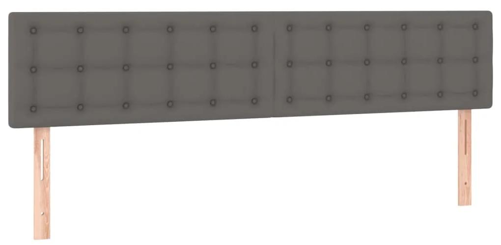 vidaXL Κρεβάτι Boxspring με Στρώμα Γκρι 180x200 εκ. Συνθετικό Δέρμα