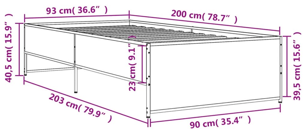 ΠΛΑΙΣΙΟ ΚΡΕΒΑΤΙΟΥ ΓΚΡΙ SONOMA 90X200 ΕΚ. ΕΠΕΞ. ΞΥΛΟ &amp; ΜΕΤΑΛΛΟ 845244