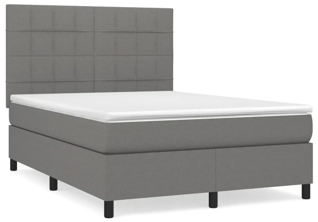 vidaXL Κρεβάτι Boxspring με Στρώμα Σκούρο Γκρι 140x200 εκ Υφασμάτινο