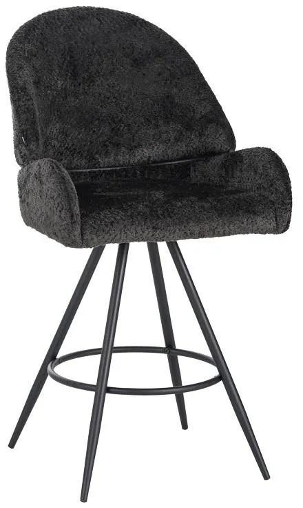 Σκαμπό μπαρ περιστρεφόμενο Morea μπουκλέ ύφασμα μαύρο με μαύρα μεταλλικά πόδια 55x66x107.5εκ. 2αδα 55x66x107.5 εκ.